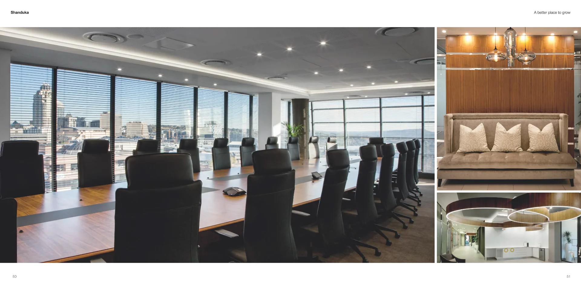 a large conference room with a couch and chairs
