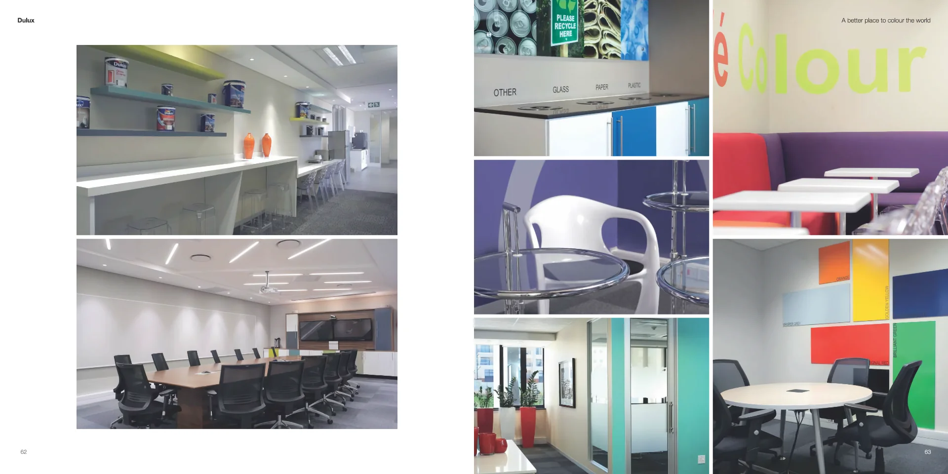 a collage of photos of a conference room