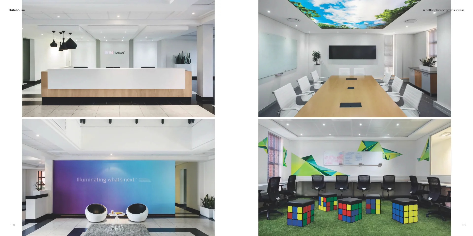 a series of photos of a conference room