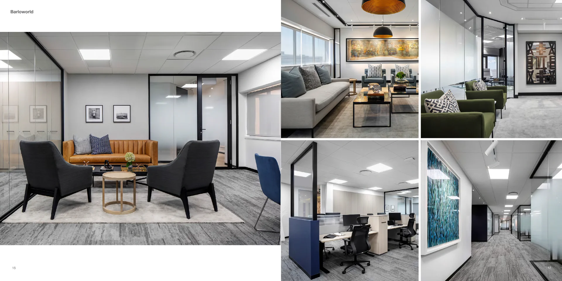a series of photographs of a modern office