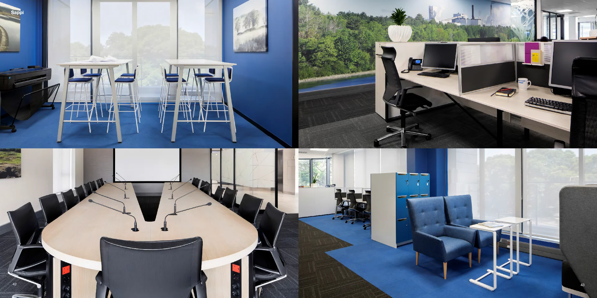 a series of photographs of a conference room