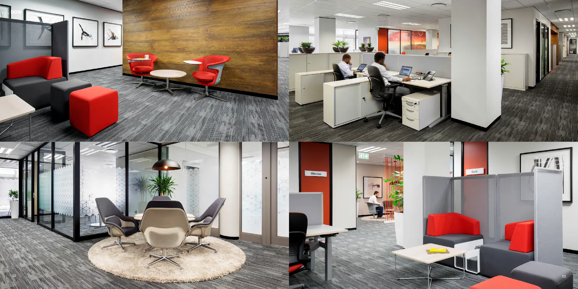 a series of photos of a modern office