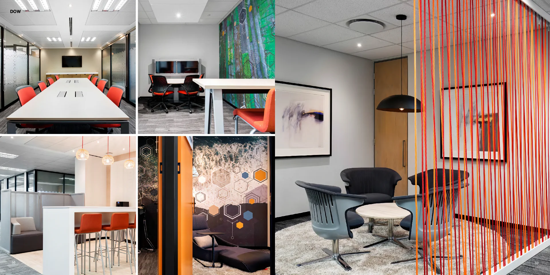 a series of photographs of a conference room