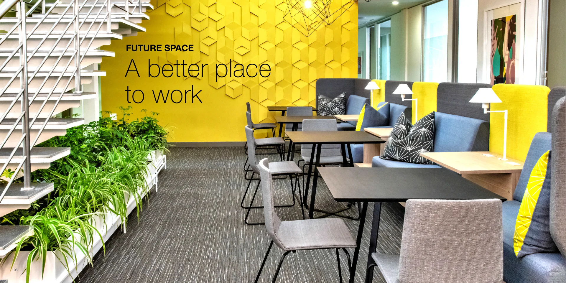 a room filled with lots of desks and chairs