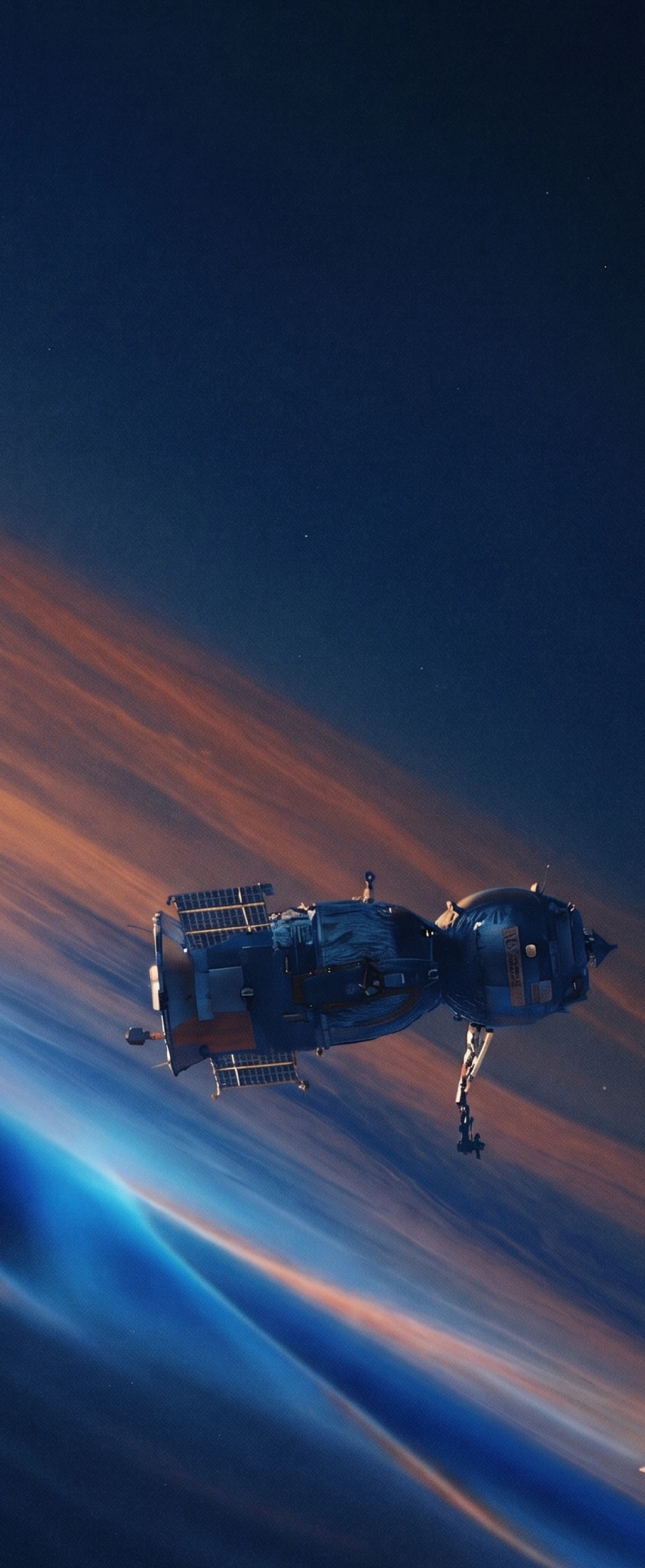 Satellite in orbit above Earth's atmosphere