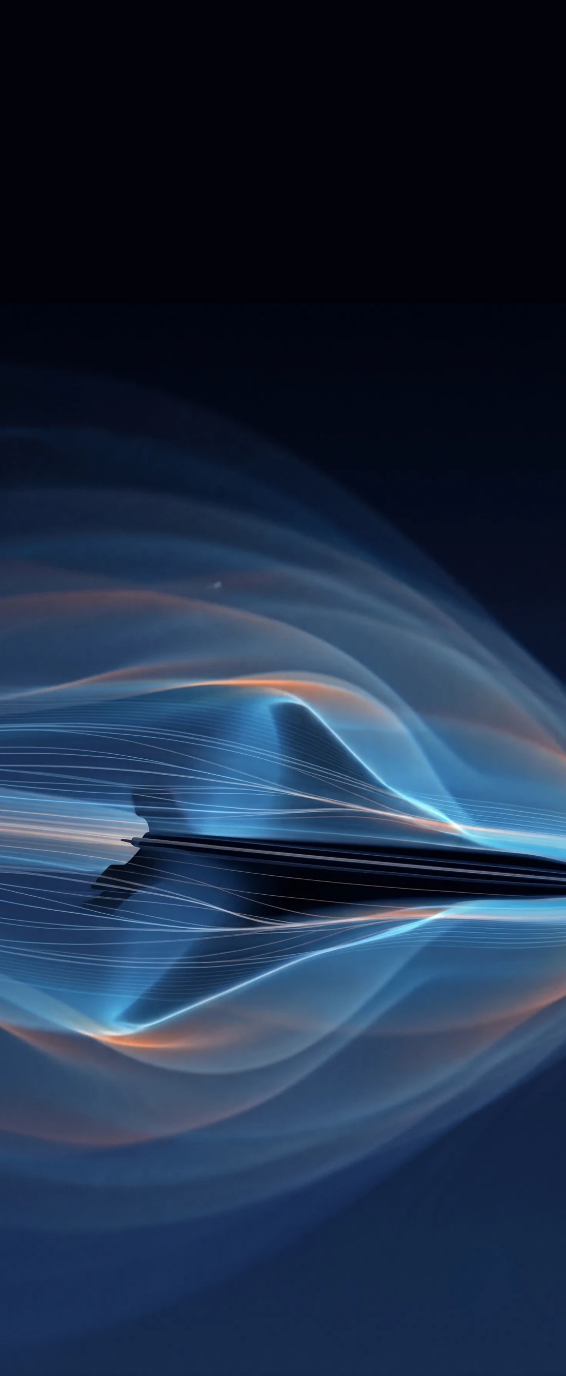 Airflow simulation streaming over an aircraft wing