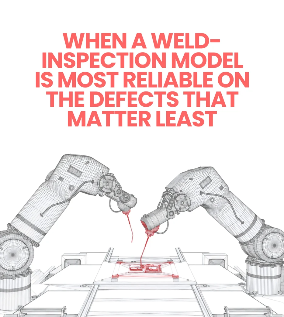 When a weld-inspection model is most reliable on the defects that matter least