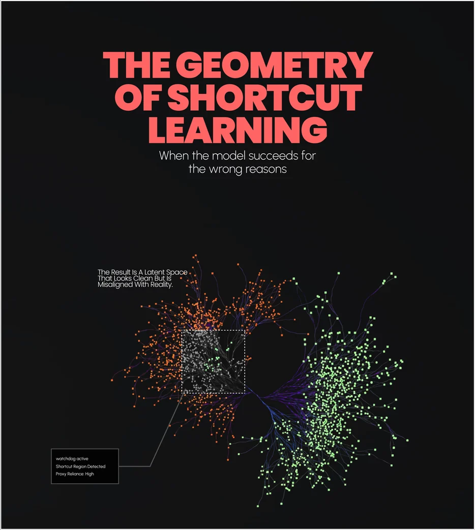 The geometry of shortcut learning