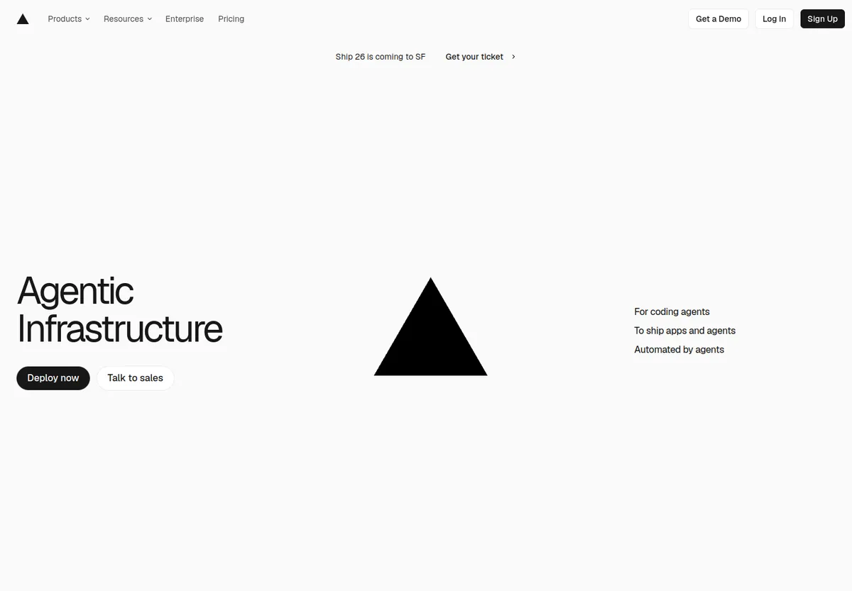 Vercel, a headline and a shape