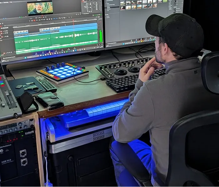 a man working on a computer desk