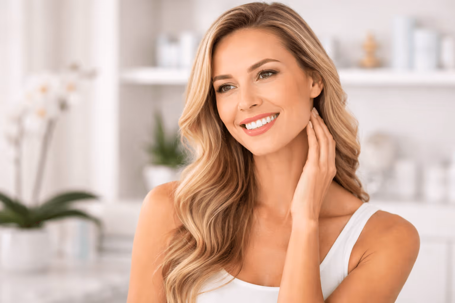 Provider performing Kybella treatment for double chin fat reduction at Gulf Coast Cosmetics in Trinity, Florida