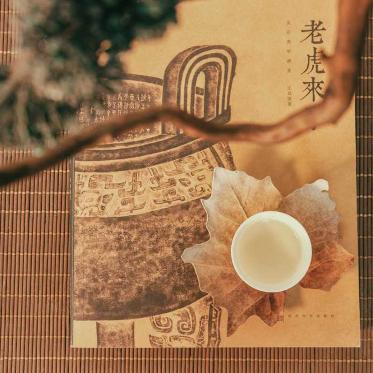 A Chinese styled drawing, candle leaf and tree branch invoke feelings of wellness.