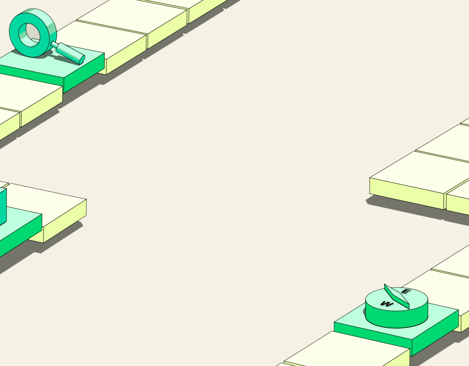 Isometric compliance path with search and compass blocks