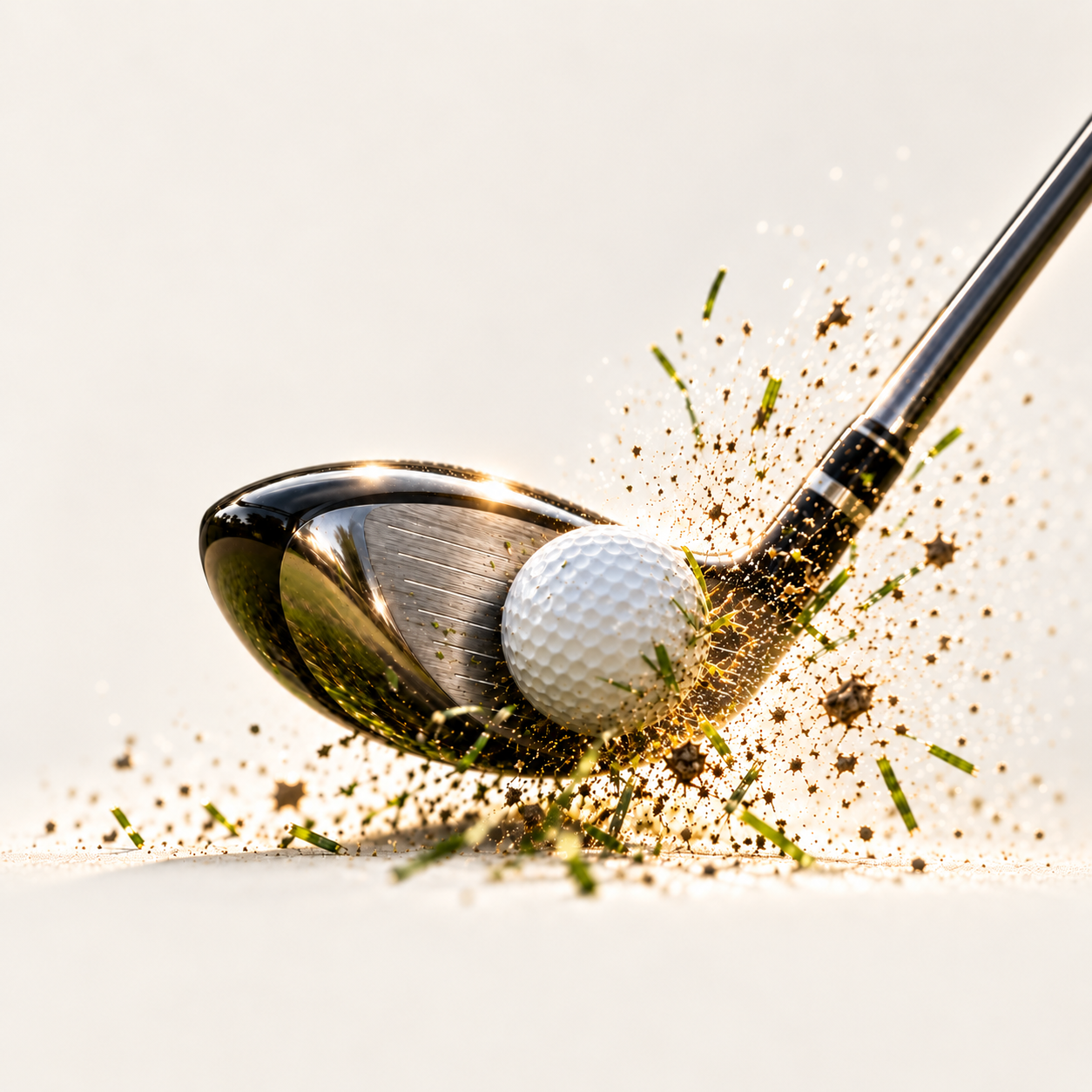 Golf ball and clubs on the course