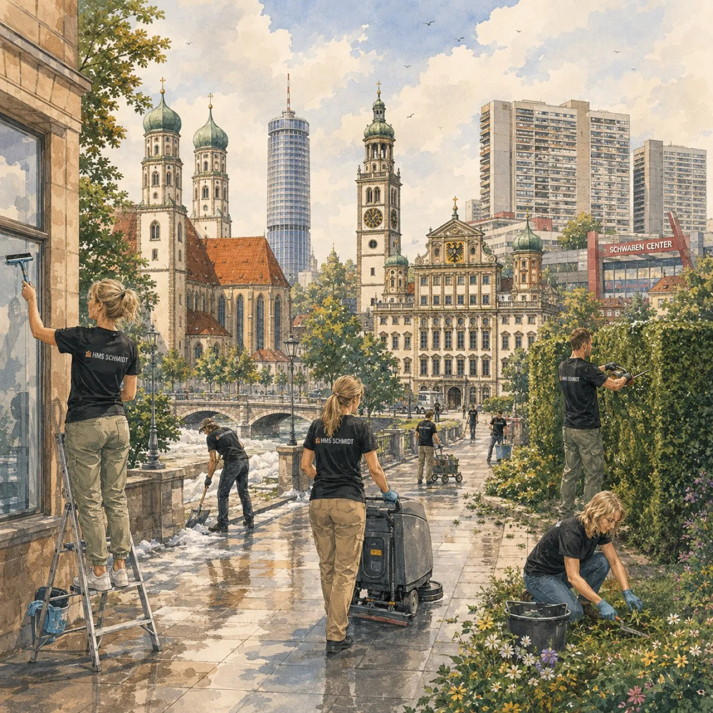 Das Team von HMS SCHMIDT im Einsatz in der Augsburger Innenstadt