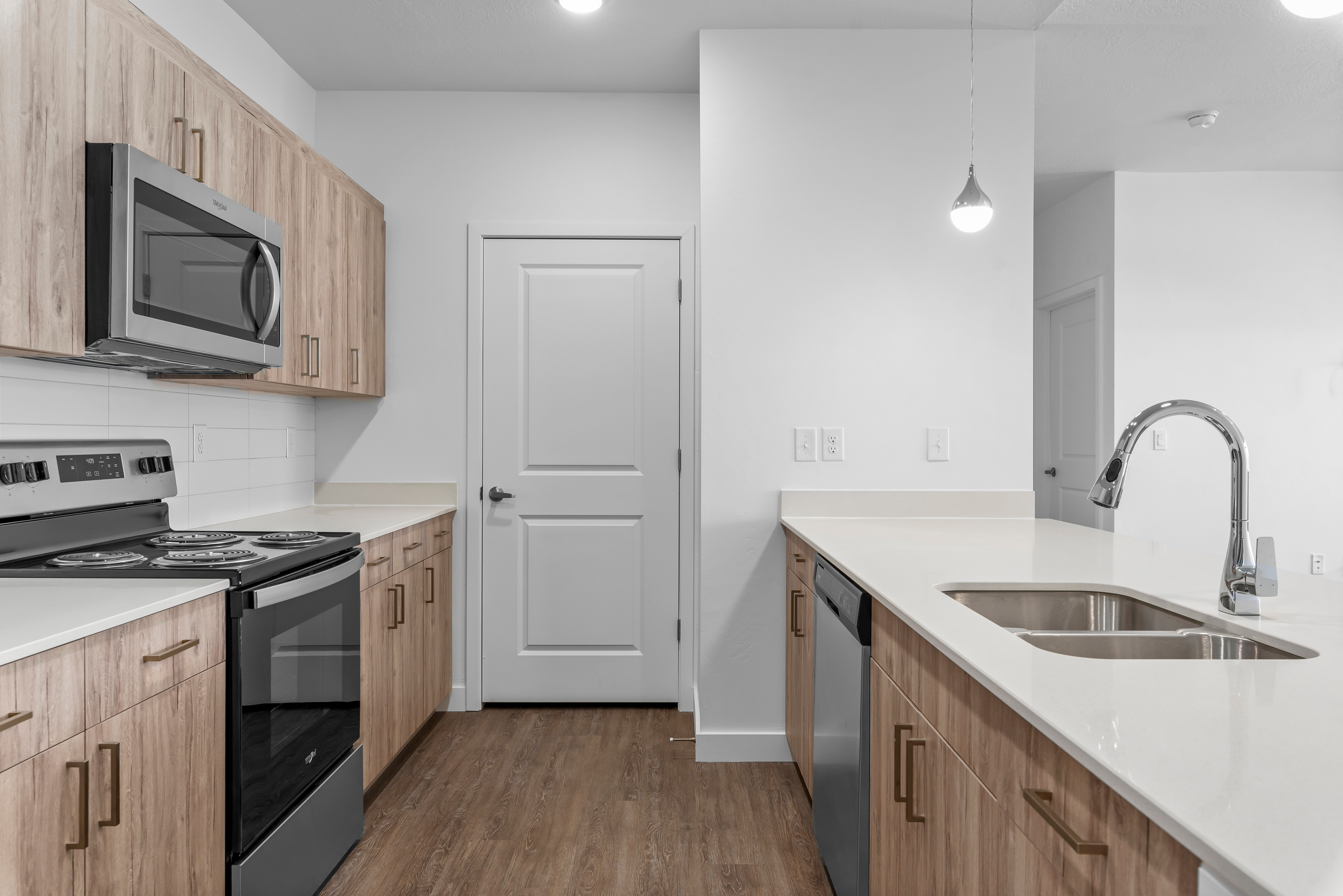 Kitchen with wooden cabinets