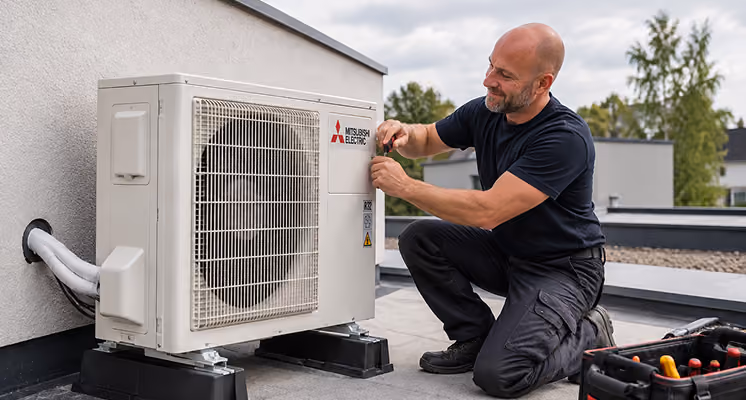 Jaarlijks onderhoud van Mitsubishi Electric airco en warmtepomp in Bree