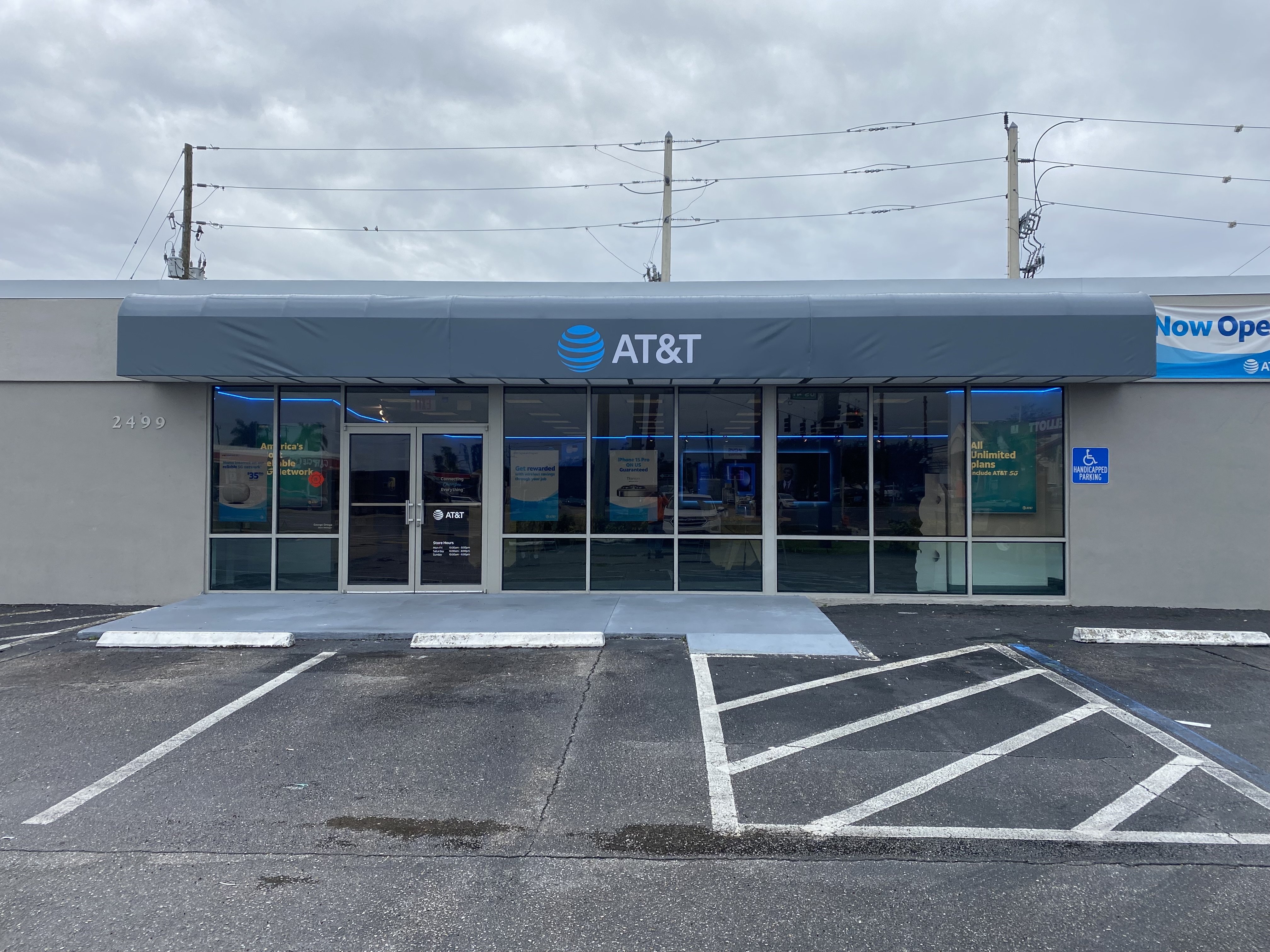 Finished AT&T storefront awning sign installation