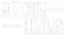White text on black background reading 'MONSTER CHILDREN' in a bold, blocky font with horizontal lines before and after the words.