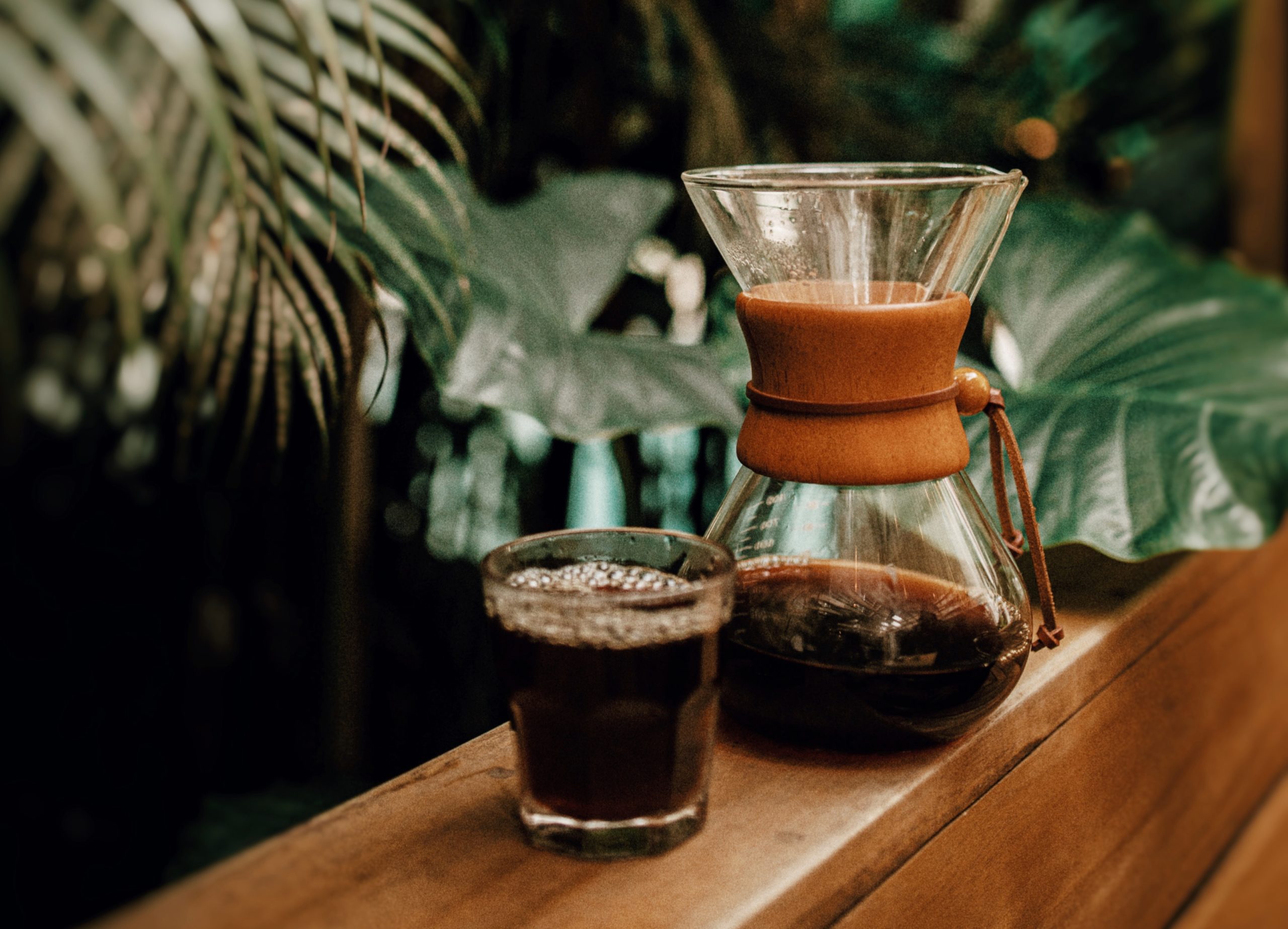 Chemex pour-over coffee at El Somos Café in Santa Teresa