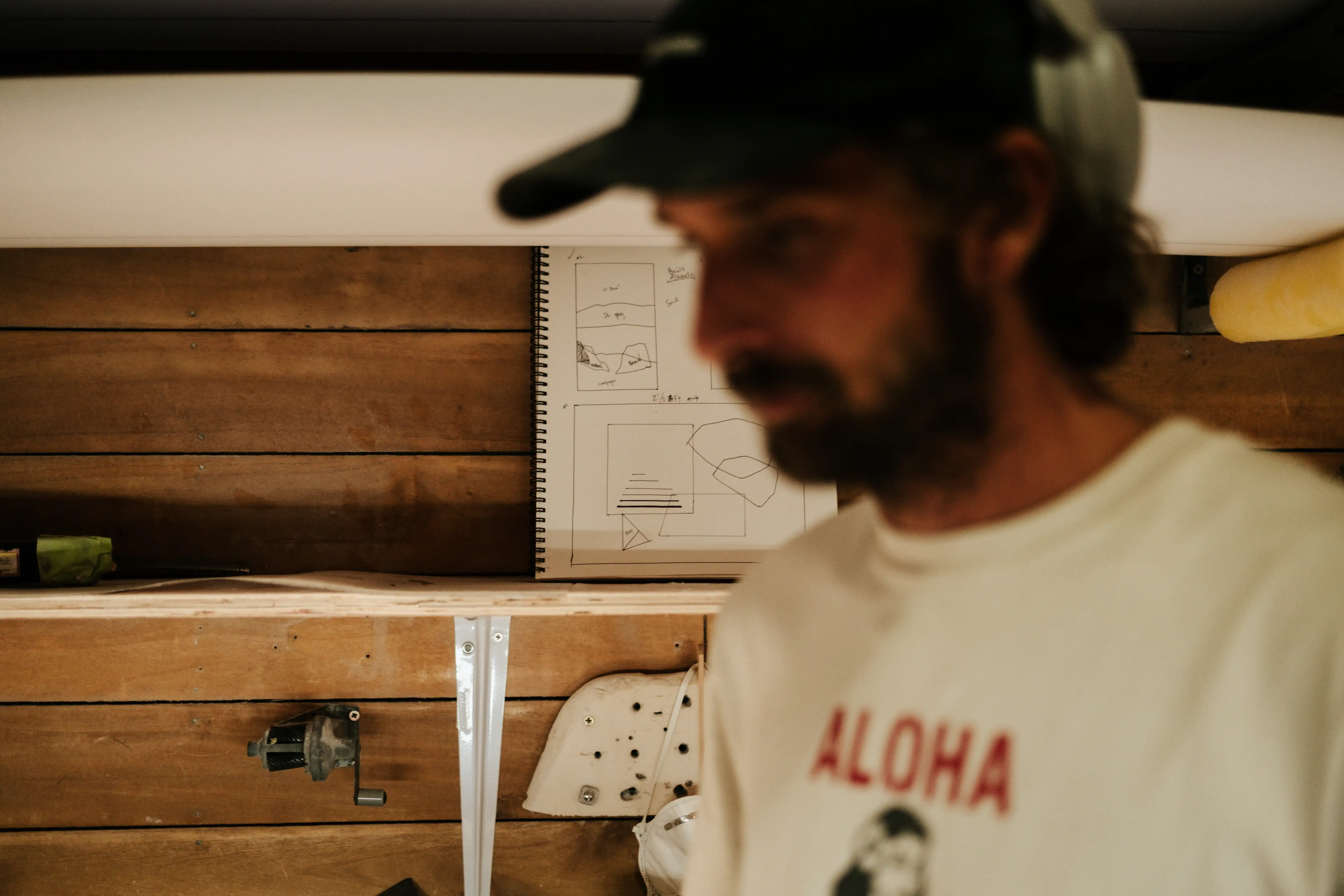 Josh Peterson in the shaping bay