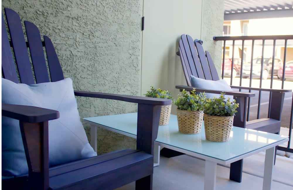 Back patio with furniture