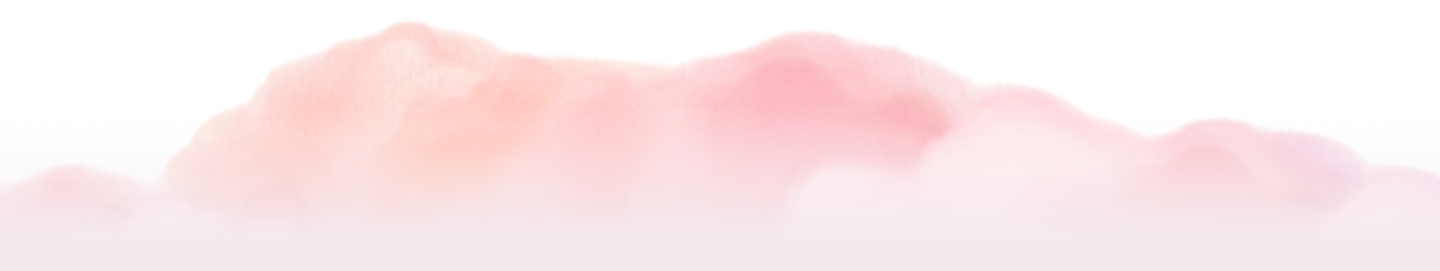 Soft, fluffy clouds in shades of pink and peach against a light background.