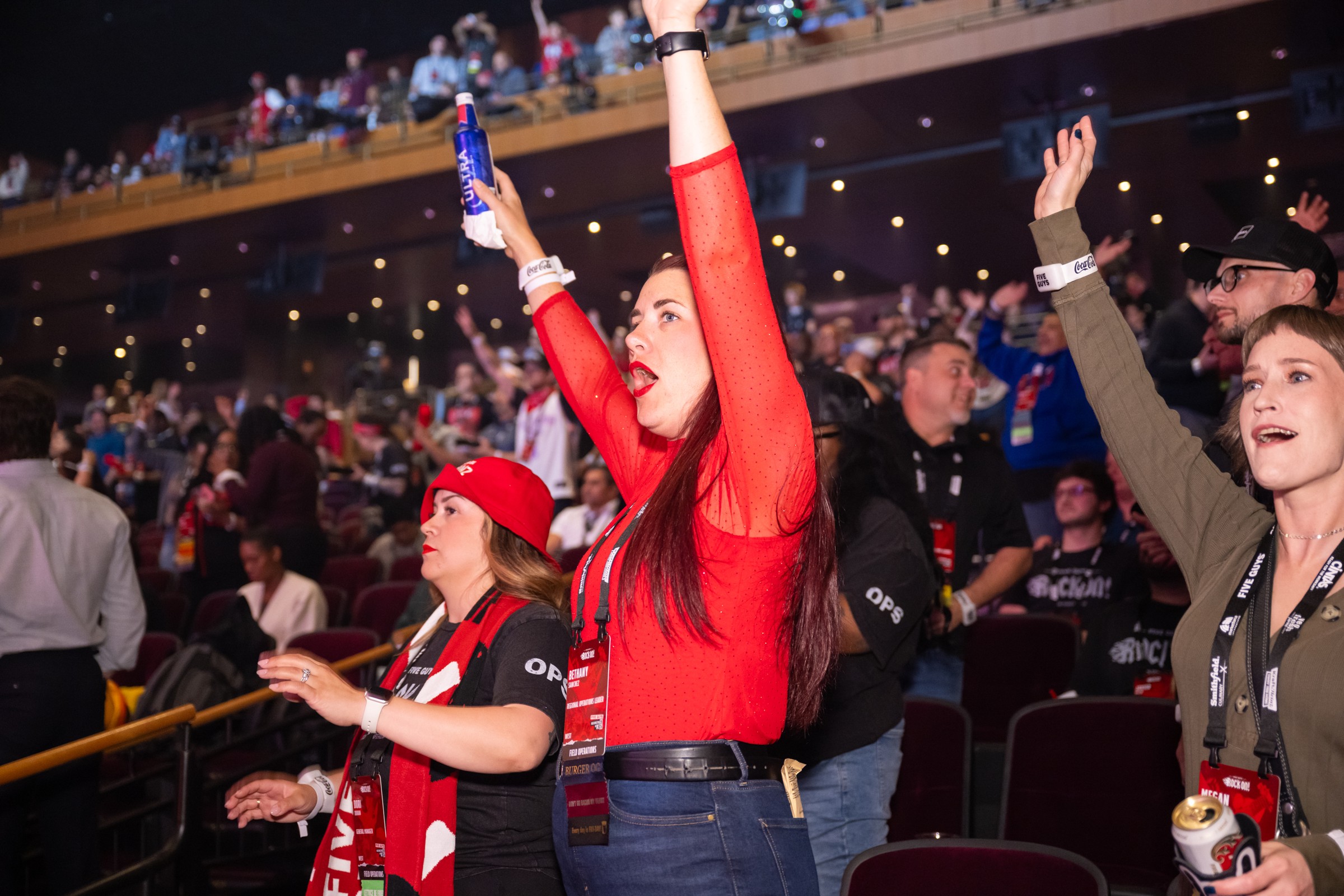 Audience cheering at the Five Guys Games