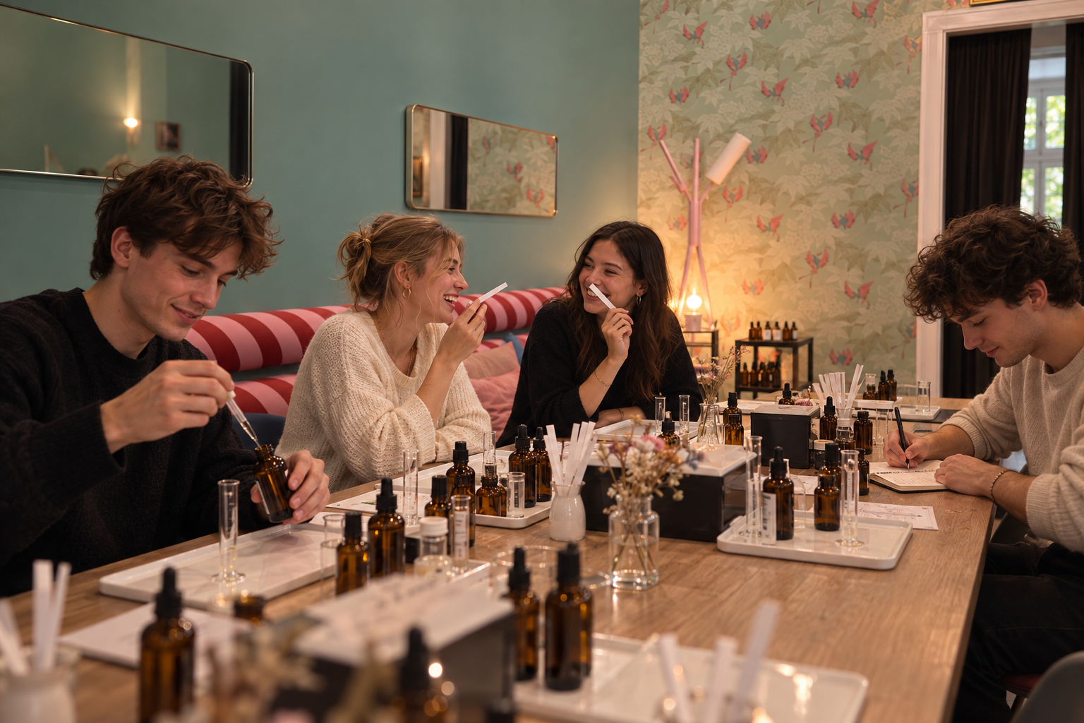 Junge Freunde bei einem Parfum-Workshop in Hamburg