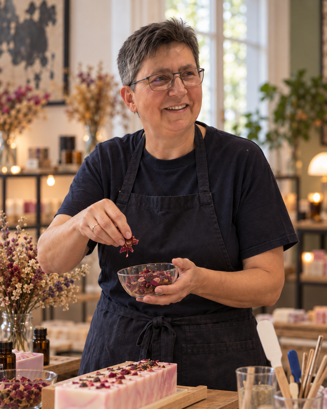 Seifenexpertin Anke im Parfum-Atelier