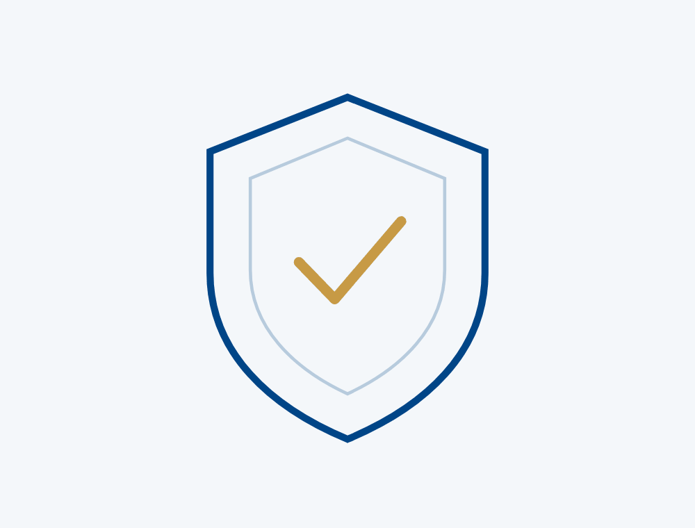 Line drawing of a shield with a check mark