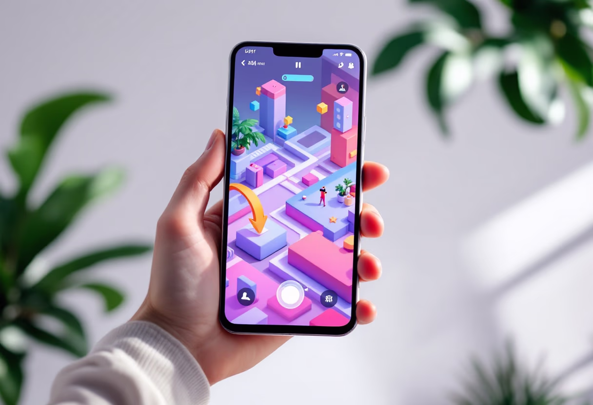 image of mobile device showing game interface