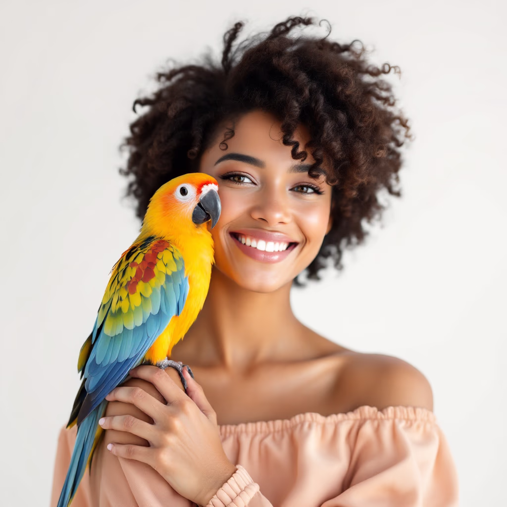 [headshot] image of a customer interacting with their pet (for a pet store)