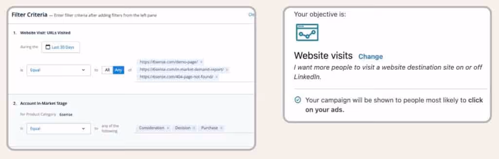 filter criteria and objective