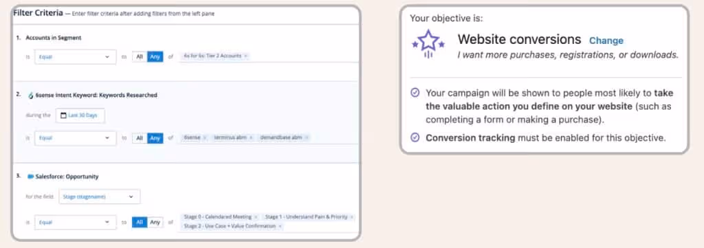 filter criteria and objective