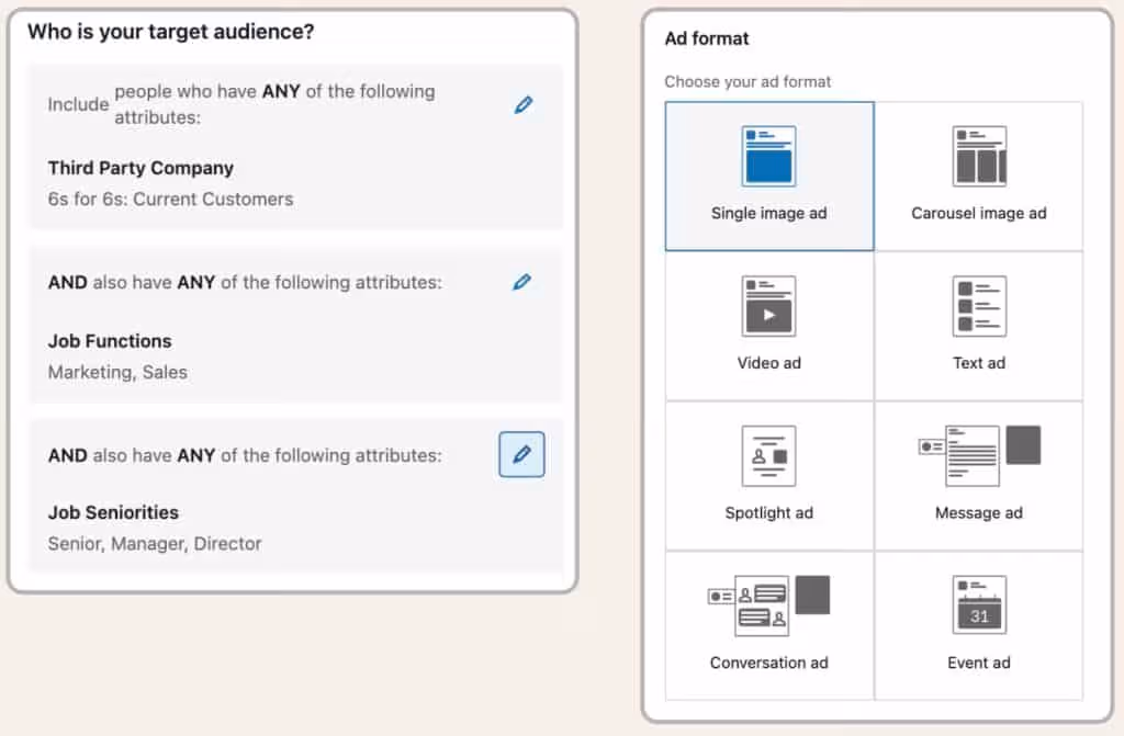target and ad format