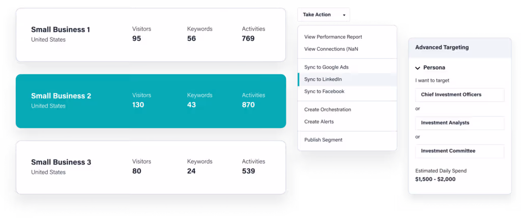 6sense Advertising allows users to build custom segments to target in-market accounts across media channels.