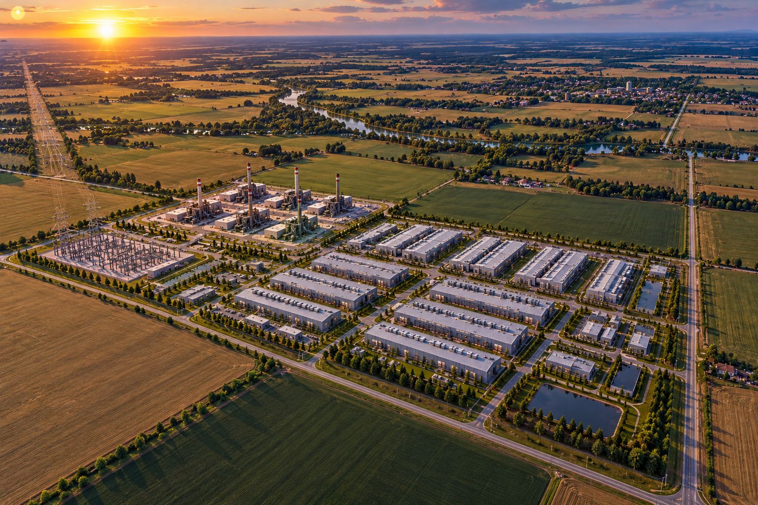 Aerial view of the Rimbey Energy Campus site in Ponoka County, Alberta