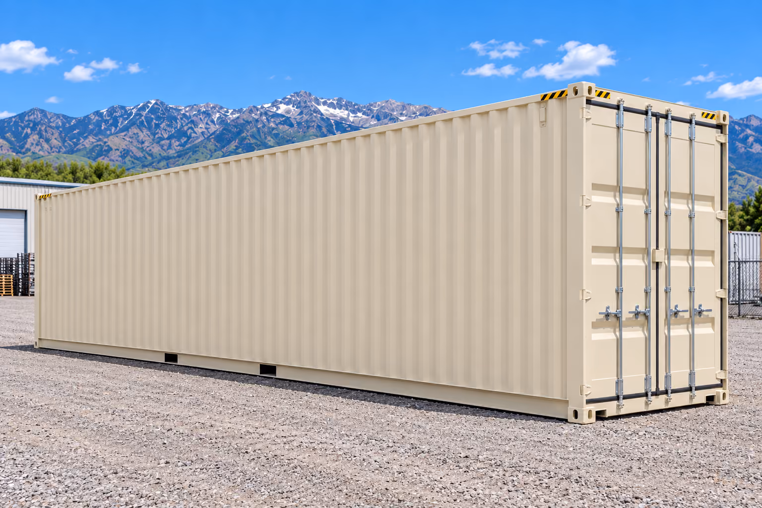 40-foot shipping container representing the High Cube option
