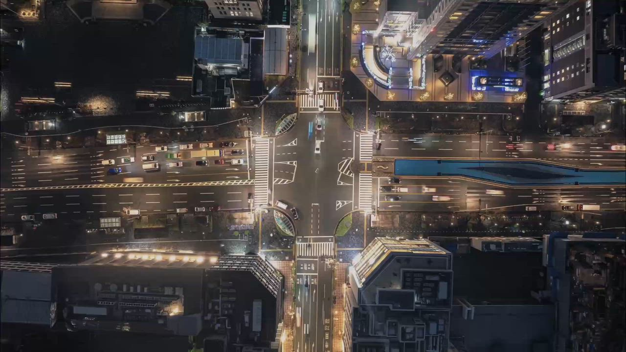City infrastructure at night, EdisonFlex brand film poster