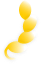A simple yellow cartoon-style centipede with five rounded body segments and two antennae on a white background.