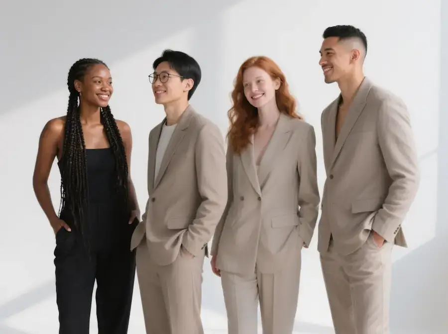 Professional group portrait of a collaborative team.