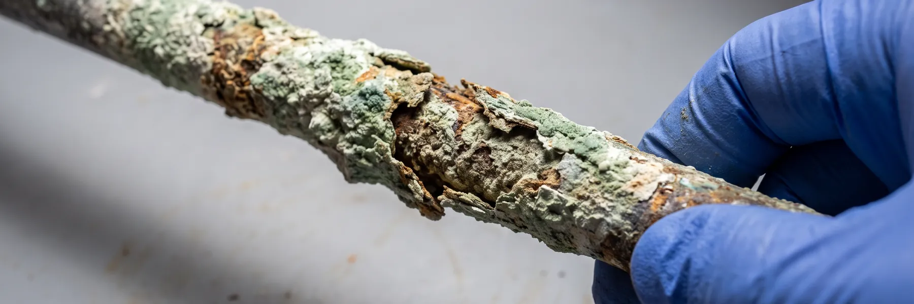 Corroded anode rod removed from a 9-year-old water heater tank