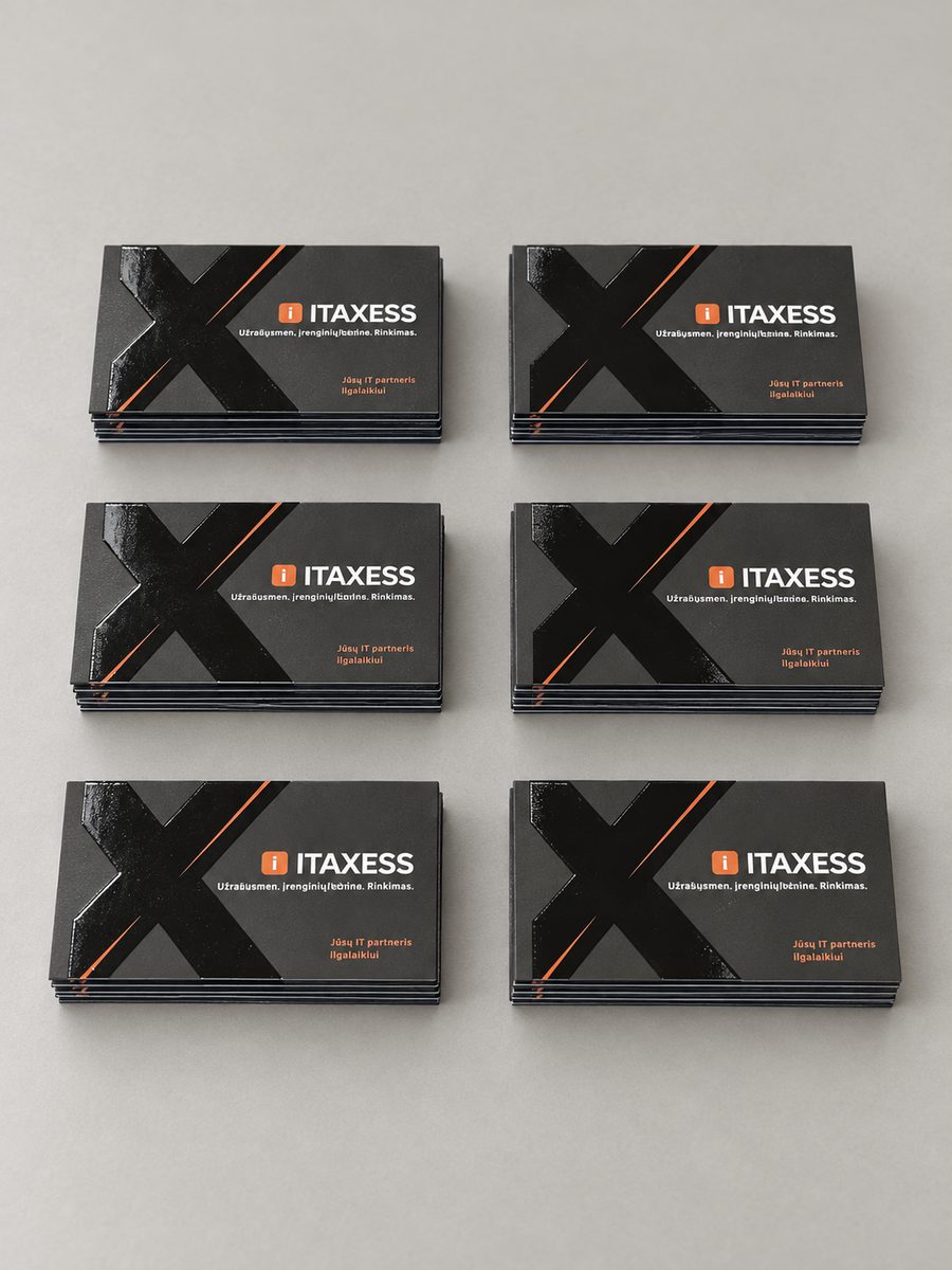 Black business cards with spot UV varnish