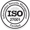 ISO certification emblem with the text 'Information Security Management System' encircling 'ISO 27001 Certified' in bold at the center.