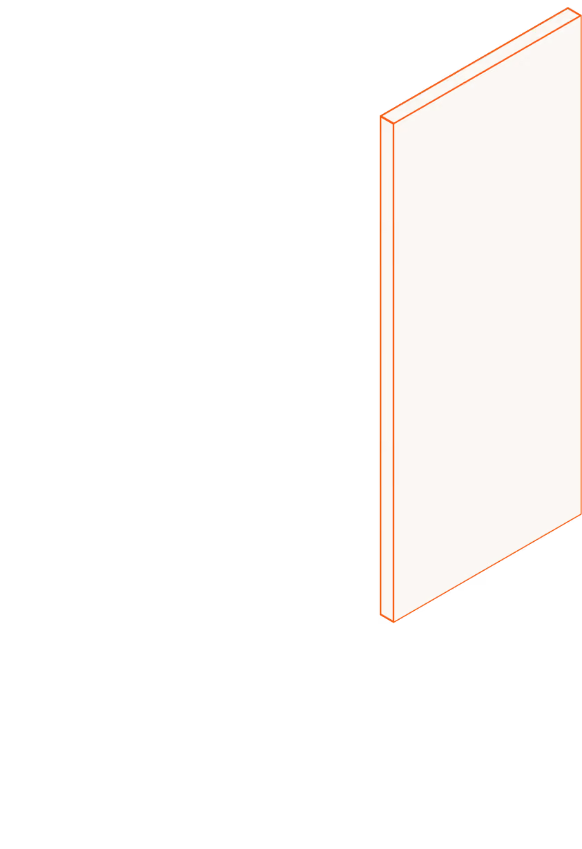Diagram showing a white panel labeled 'Outside' on the left side and 'Inside' on the right side with arrows indicating that some light transmits through the panel.