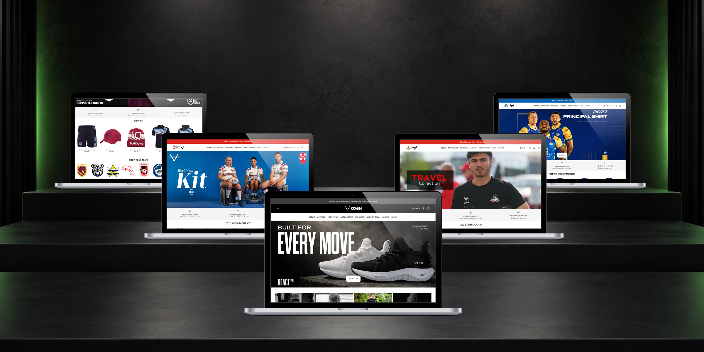 OXEN Sports and team-branded digital stores within the unified Shopify Plus platform