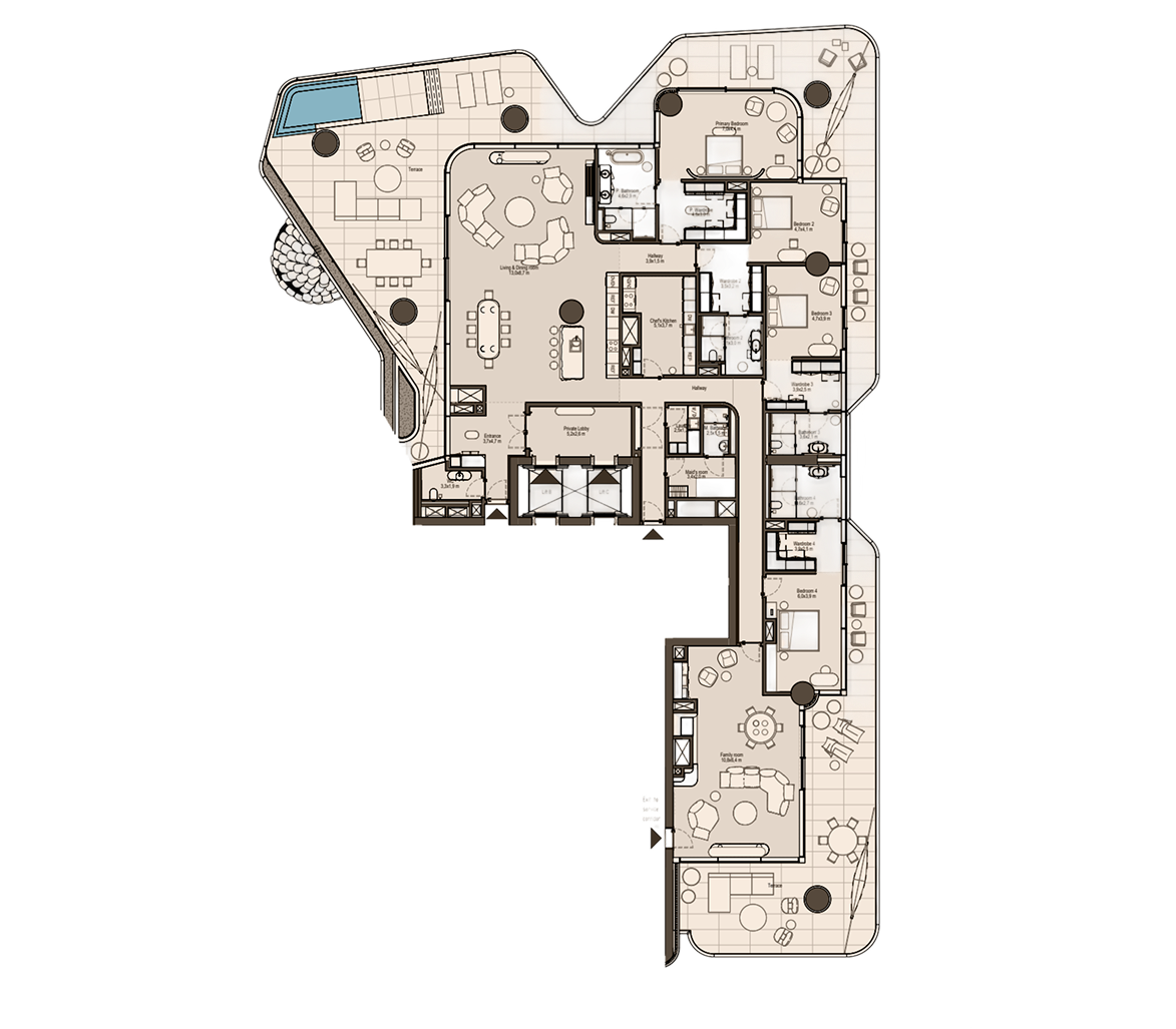 4-bedroom Residence Type 3 floor plan at Eywa Way of Water