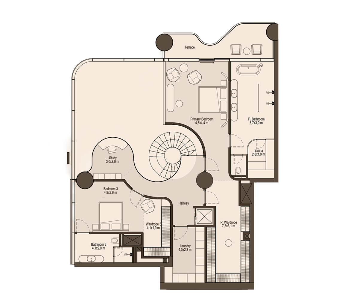Duplexes Bed 3 Level 2 floor plan at Eywa Way of Water
