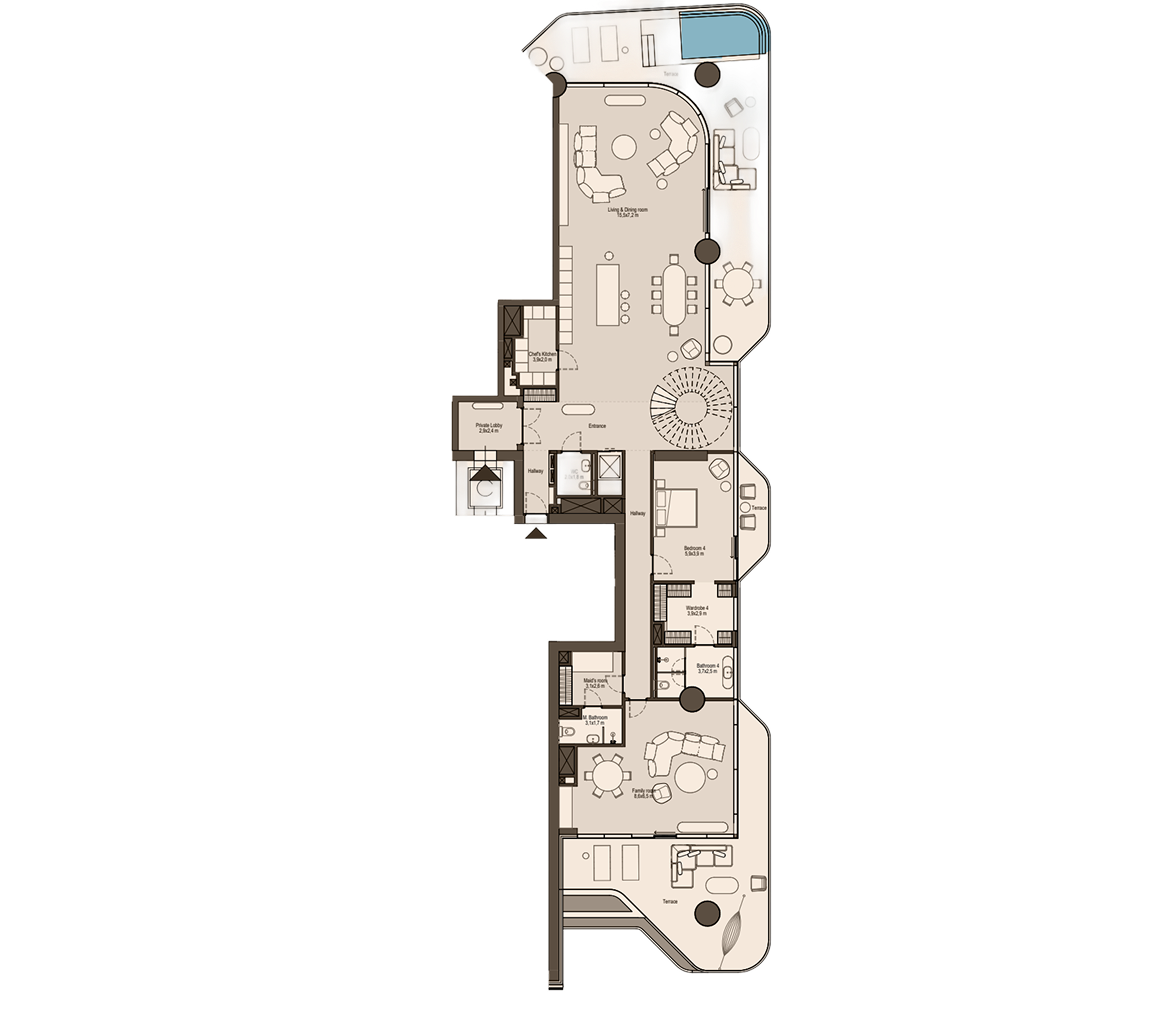 Duplexes Bed 4 Level 1 floor plan at Eywa Way of Water